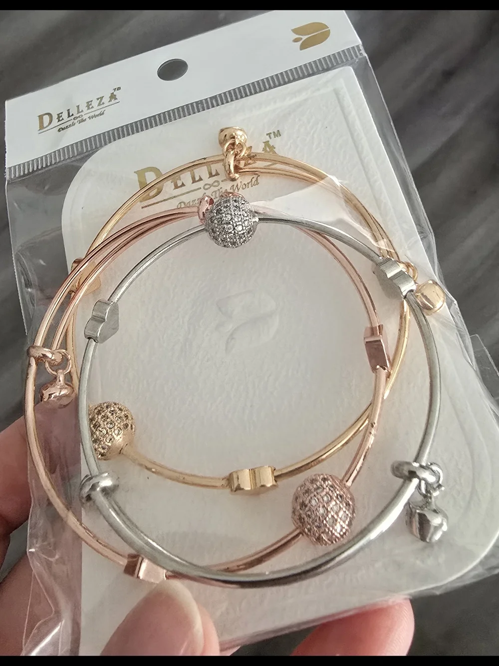 Bracelet Bangle Set Of 3 Silver Gold & Rose Gold Fashion Jewelry Runway Stainles